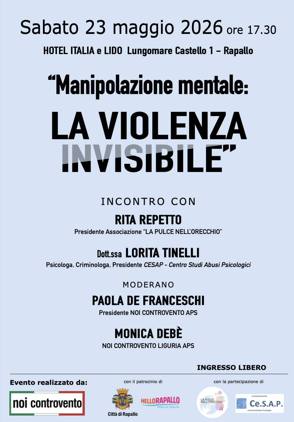 evento noi controvento 23 maggio Rapallo